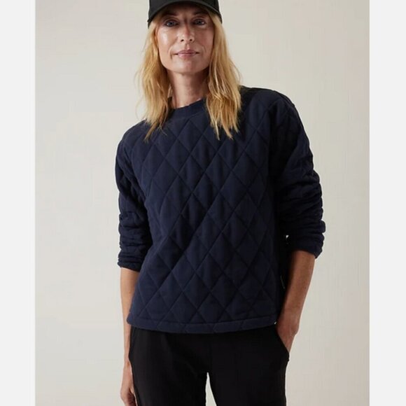 Athleta Retroplush Quilted Crewneck Sweatshirt Size Medium NEW - Picture 1 of 16